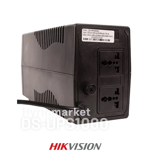 پشت دستگاه UPS هایک ویژن DS-UPS1000 با دو خروجی برق استاندارد.