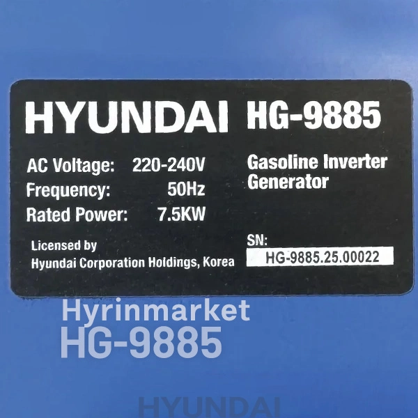موتور برق بنزینی هیوندای 8.5 کیلووات مدل HG9885 اینورتری